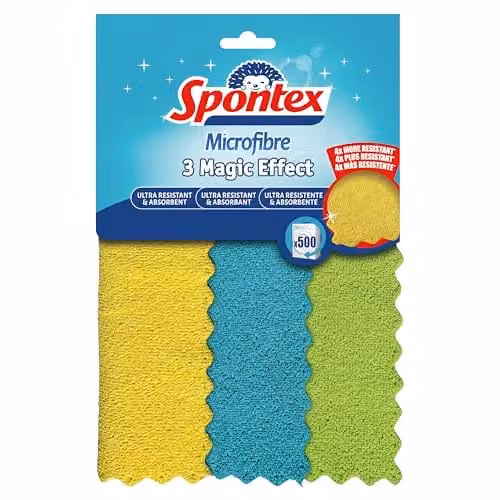 Spontex Magic Effect Microfibre Cleaning Cloths, Multicolour, 24.5 x 24.5 cm