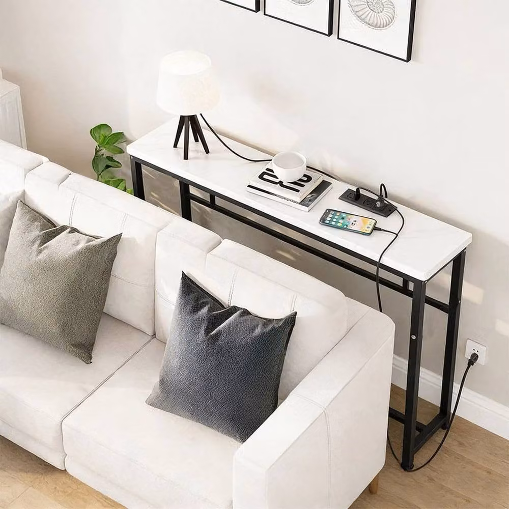KORVIXA Single Tier Storage Side End Table and Console Organizer Rack in White, W/D/H: 100 x 100 x 100 cm – 3