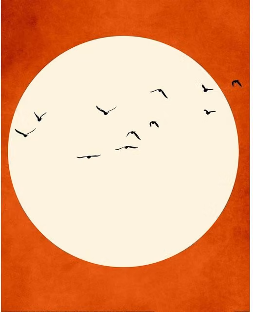 Kubistika Warming Feelings Orange Paper Poster Illustration