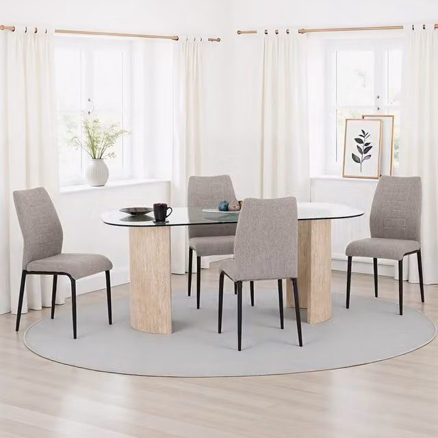 Seconique Modena Dining Set with Chilton Chairs in Grey featuring an Oval Glass Table – 1