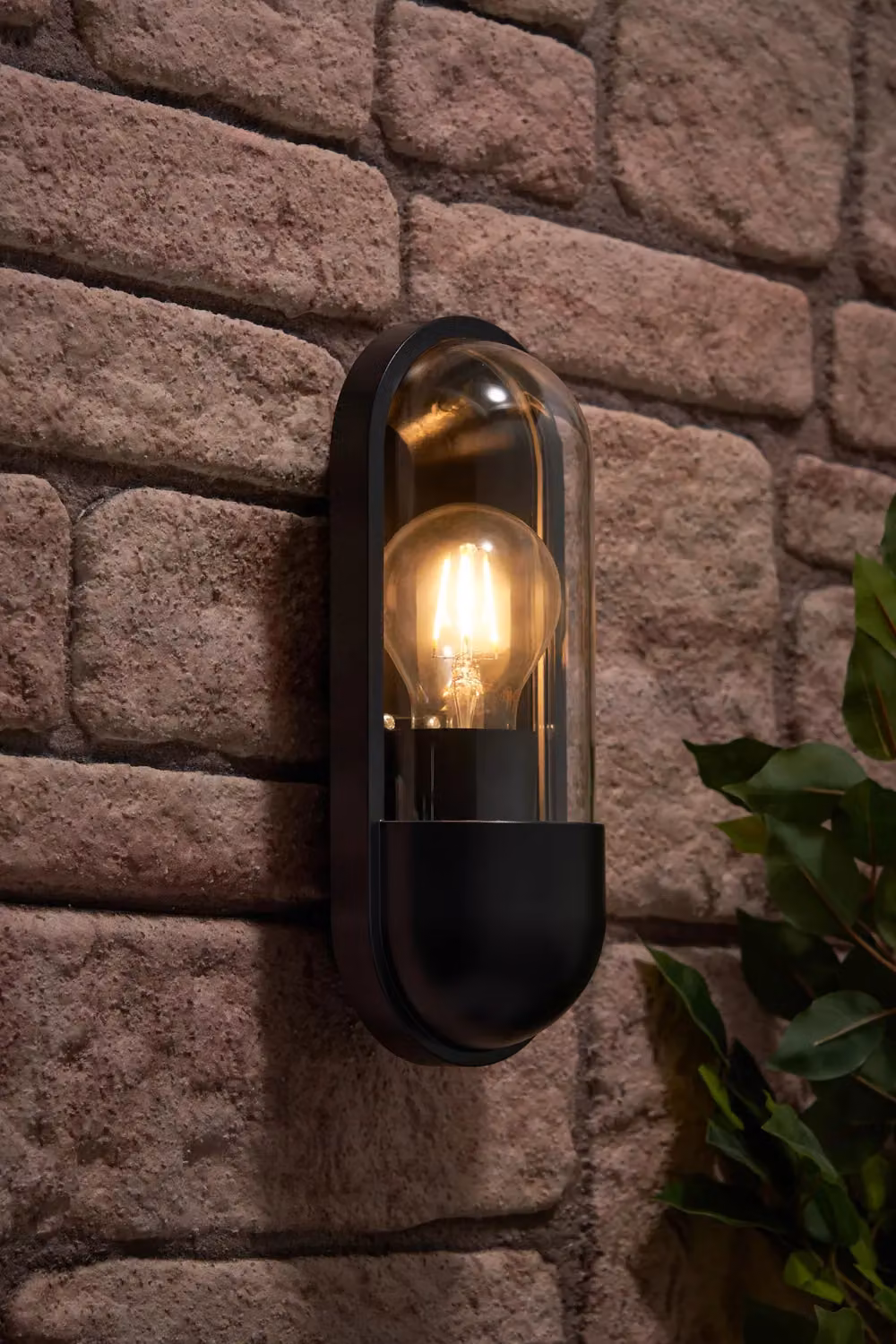 BHS Lighting Bolus Modern Black Metal Outdoor Wall Light with Transparent Glass Cylinder – 3