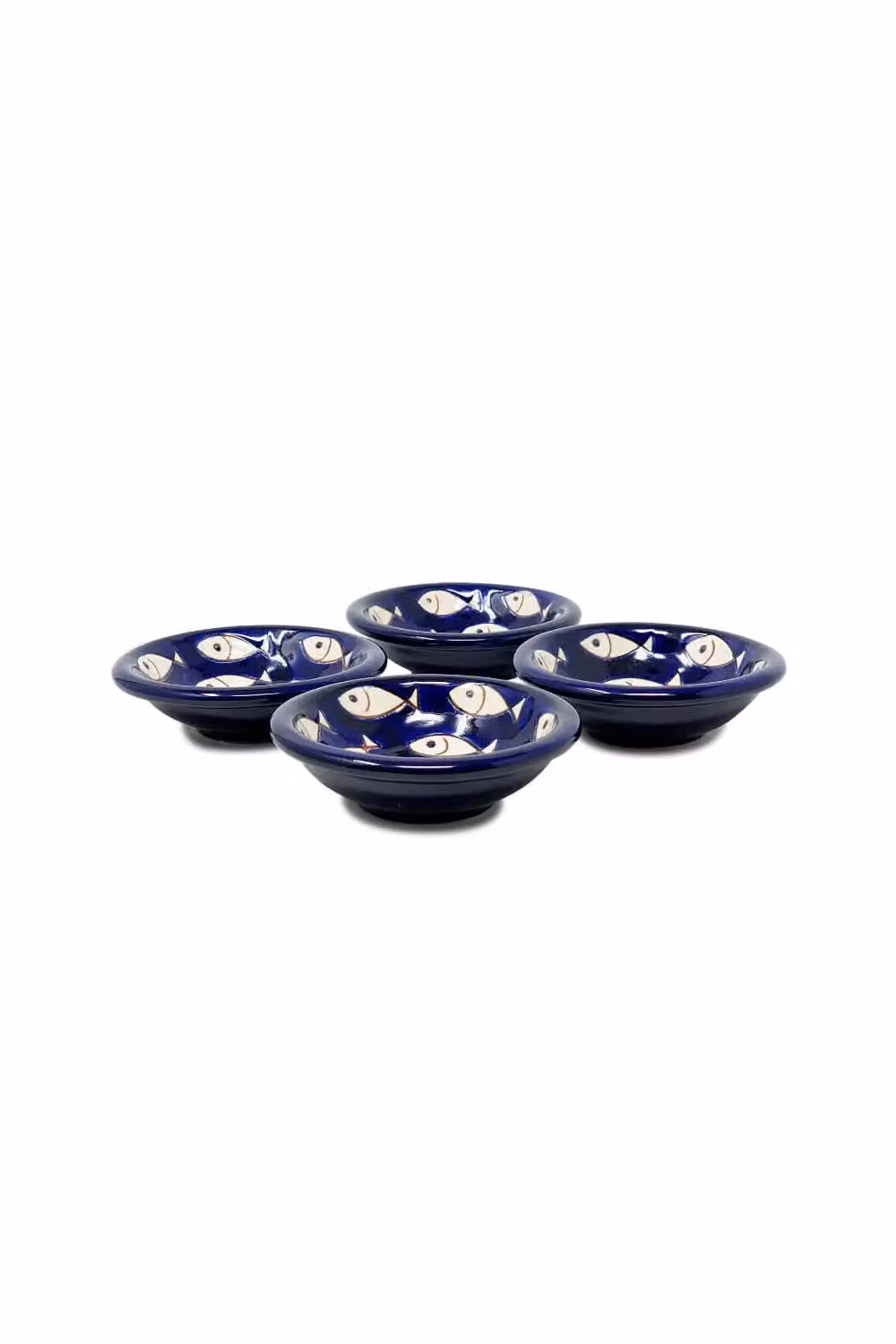 Verano Spanish Ceramics Blue and White Hand Painted Fish Ceramic Tapas Bowls, Set of 4, Diameter: 10 cm – 2