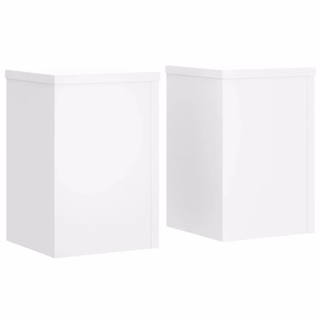 Berkfield Home Set of 2 Modern White MDF Plant Stands, W/D/H: 25 x 25 x 35 cm – 2