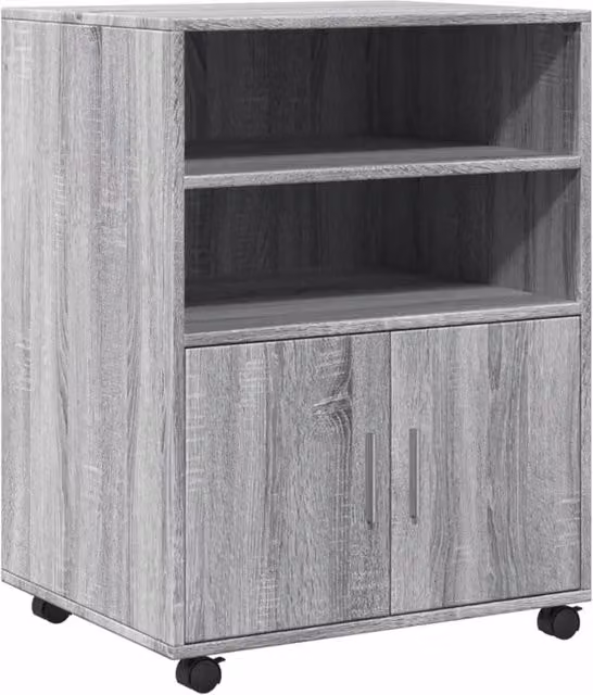Berkfield Home Grey Sonoma Rolling Cabinet with Hinged Doors and Internal Shelves, W/D/H: 60 x 48 x 81 cm – 1