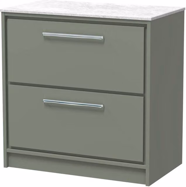 Balterley 800mm Floor Standing 2-Drawer Vanity with Marble Worktop, Fern Green