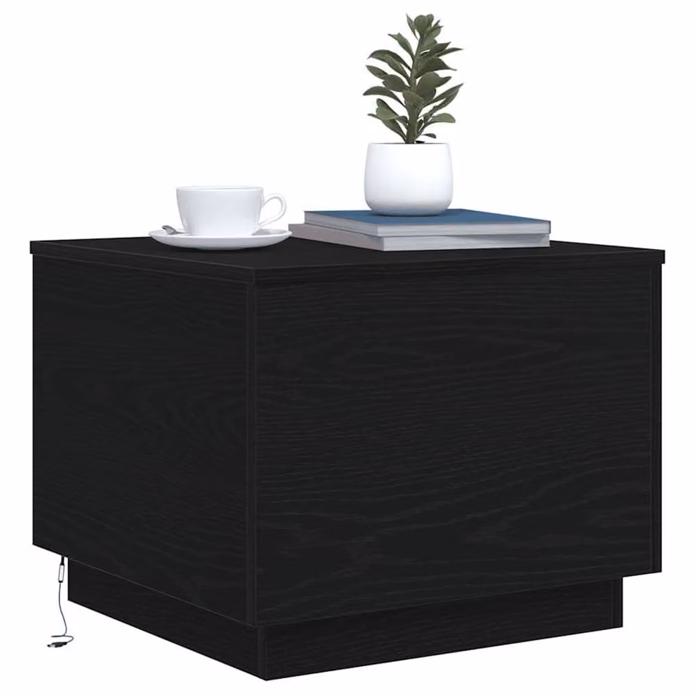 Berkfield Home Modern Square Coffee Table with LED Lights in Black Oak, W/D/H: 50 x 50 x 40 cm – 5