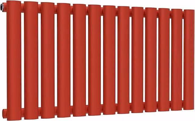 Lux Heat Oval Horizontal Wall Mounted Steel Radiator in Red, W: 78 cm, H: 40 cm