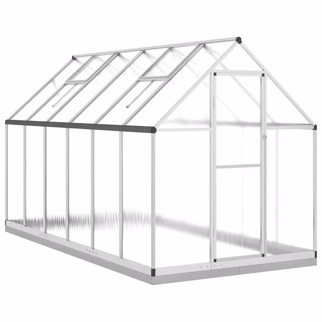 Berkfield Home Silver Aluminium Greenhouse with Polycarbonate Panels and Base Frame, W/D/H: 334 x 169 x 202 cm – 2