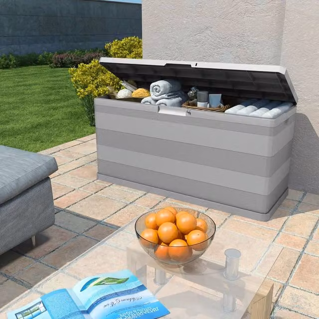Berkfield Home Garden Storage Box in Grey, W/D/H: 117 x 45 x 56 cm