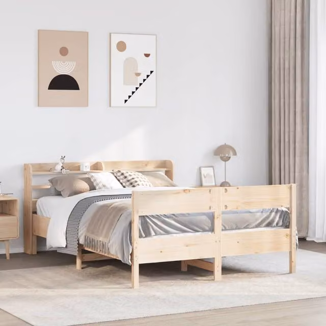 Berkfield Home King Size Solid Wood Pine Bed Frame in Brown, 150 x 200 cm