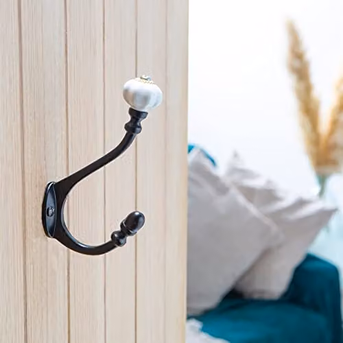 Hammer and Tongs Black Ceramic Flower Hat and Coat Hook, Pack of 5, W: 30 mm x H: 140 mm – 2