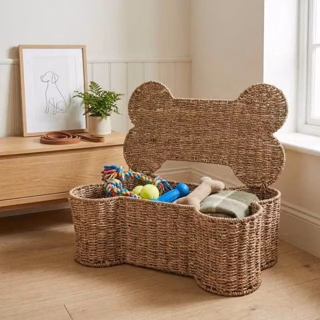 Madison & Mayfair Brown Bone Shaped Seagrass Storage Basket with Lid – 1