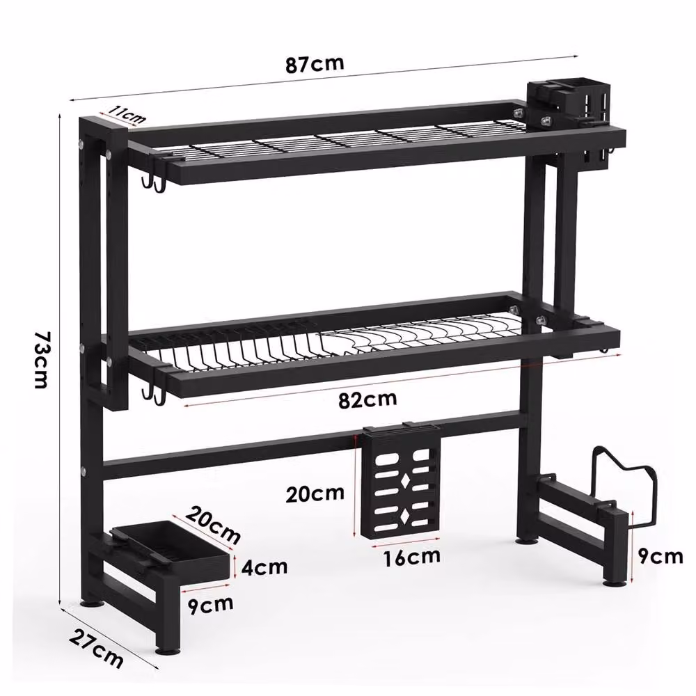 SPETLEK 2 Tier Adjustable Over Sink Dish Drying Rack in Black – 2