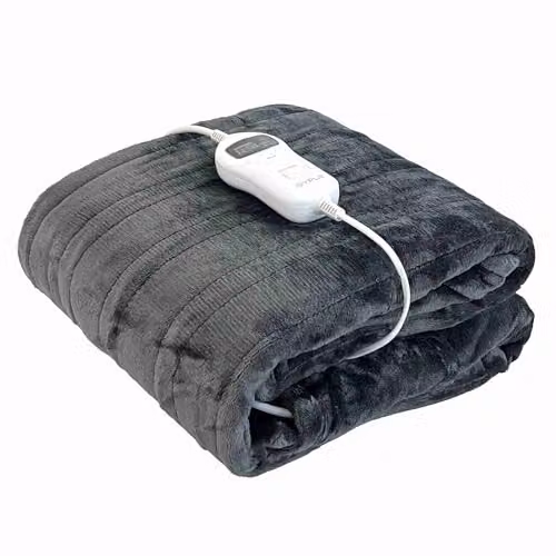 Oypla Machine Washable Fleece Heated Throw Electric Blanket in Grey with 10 Heat Settings – 4