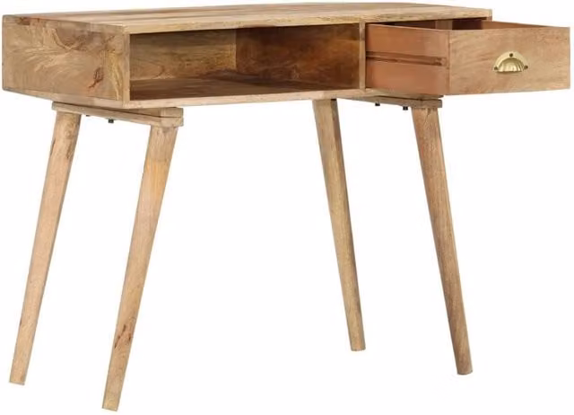 Berkfield Home Rustic Solid Mango Wood Console Table, Brown, W/D/H: 90 x 45 x 75 cm