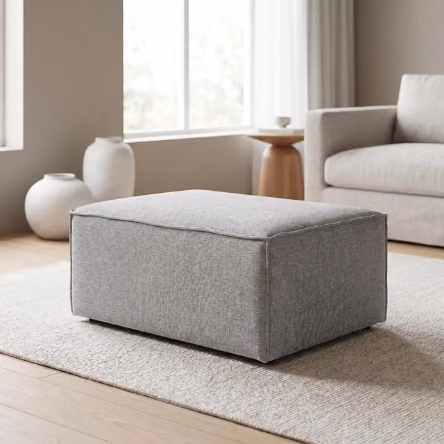 Abakus Direct Doris Basket Weave Footstool in Grey
