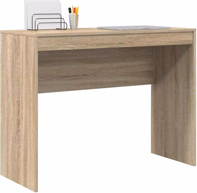 Berkfield Home Modern Writing Desk in Sonoma Oak, Beige and Brown, W/D/H: 100 x 40 x 76 cm – 1