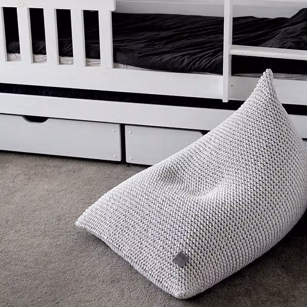 Zuri House Kids Knitted Beanbag in Beige with Removable Cotton Cover, W/D/H: 75 x 100 x 75 cm – 3