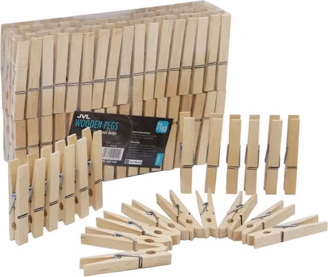 JVL Brown Birch Wood Pegs – 1