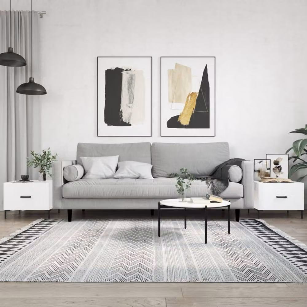 Berkfield Home Set of 2 High Gloss White Decorative Coffee Tables, W/D/H: 50 x 50 x 40 cm – 2