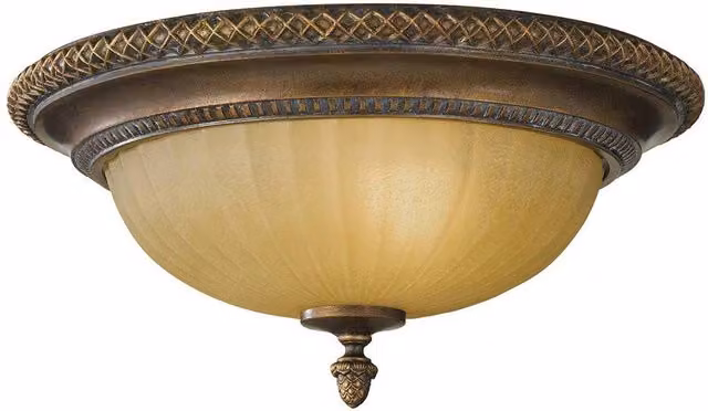 Netlighting Kelham Hall 2 Light Flush Ceiling Light in Gold, Bronze and Brown with E27 Bulb Base