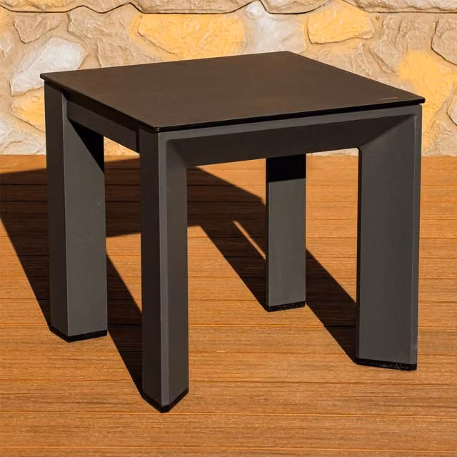 Mimo Grey Aluminum Side Table with Ceramic Glass Top and Adjustable Feet