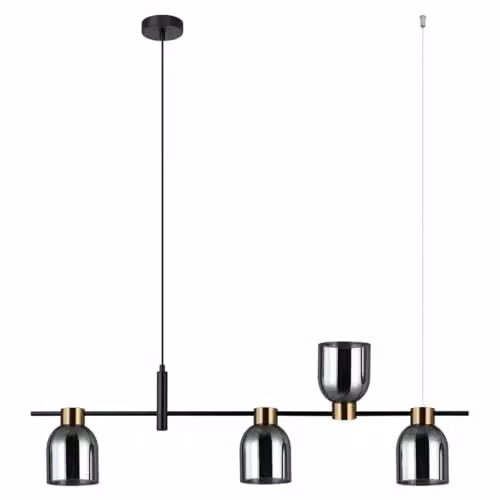 Netlighting Servio Modern Bar Pendant Ceiling Light in Black with Transparent Glass and E14 Socket