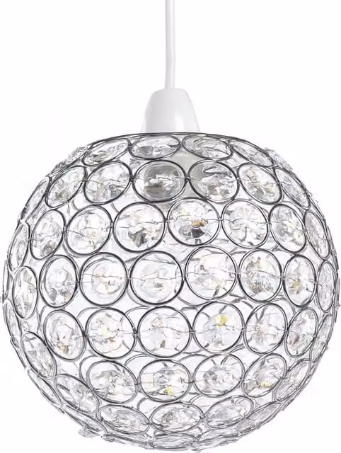 Innoteck Modern Spherical Acrylic Pendant Light Shade with Chrome Frame, Transparent