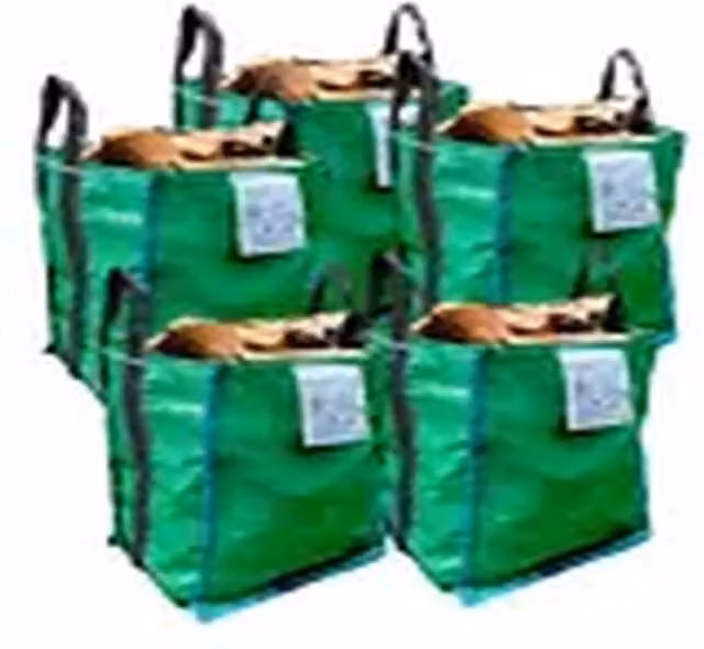 EONLION Set of 5 Reinforced Green Garden Waste Bags, 120L Capacity