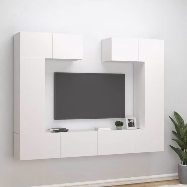Berkfield Home 6 Piece Classic TV Cabinet Set in White Matt Engineered Wood