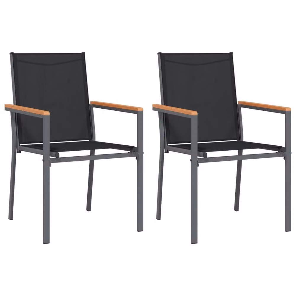 Berkfield Home Beautiful Garden Chairs, 2 Piece Set in Black, W/D/H: 55 x 61.5 x 90 cm – 3