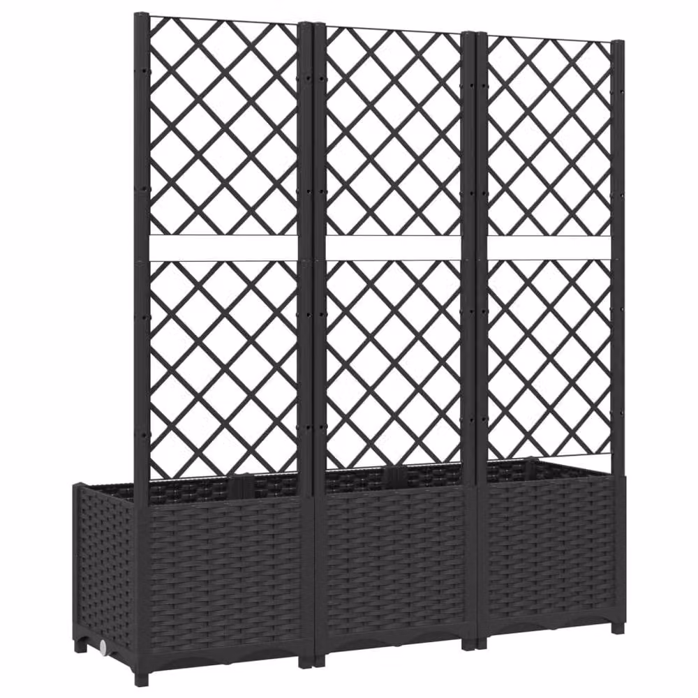 Berkfield Home Garden Planter with Trellis in Black, W/D/H: 120 x 40 x 136 cm – 6