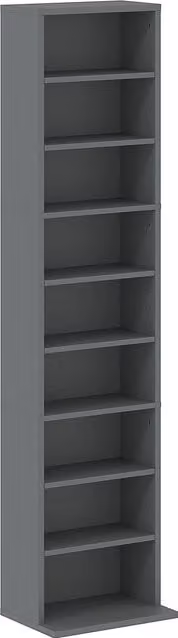 HOMCOM 260 Narrow CD Storage Unit in Grey with Adjustable Shelves and Media Compartments