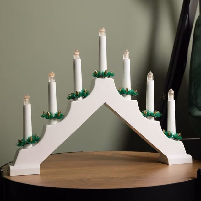 Samuel Alexander White Battery Operated Light Up Christmas Candle Bridge with 7 Warm White LEDs, Height: 41 cm – 1