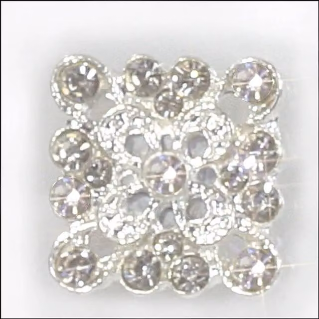 Syntego Pack of 10 Silver Decorative Filigree Square Diamante Embellishments