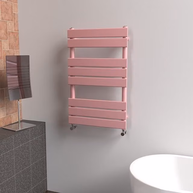Lux Heat Flat Coloured Steel Towel Radiator, Pink, W/H: 50 x 80 cm