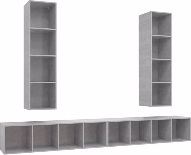 Berkfield Home Set of 4 Modern Wall-mounted TV Cabinets in Concrete Grey Engineered Wood