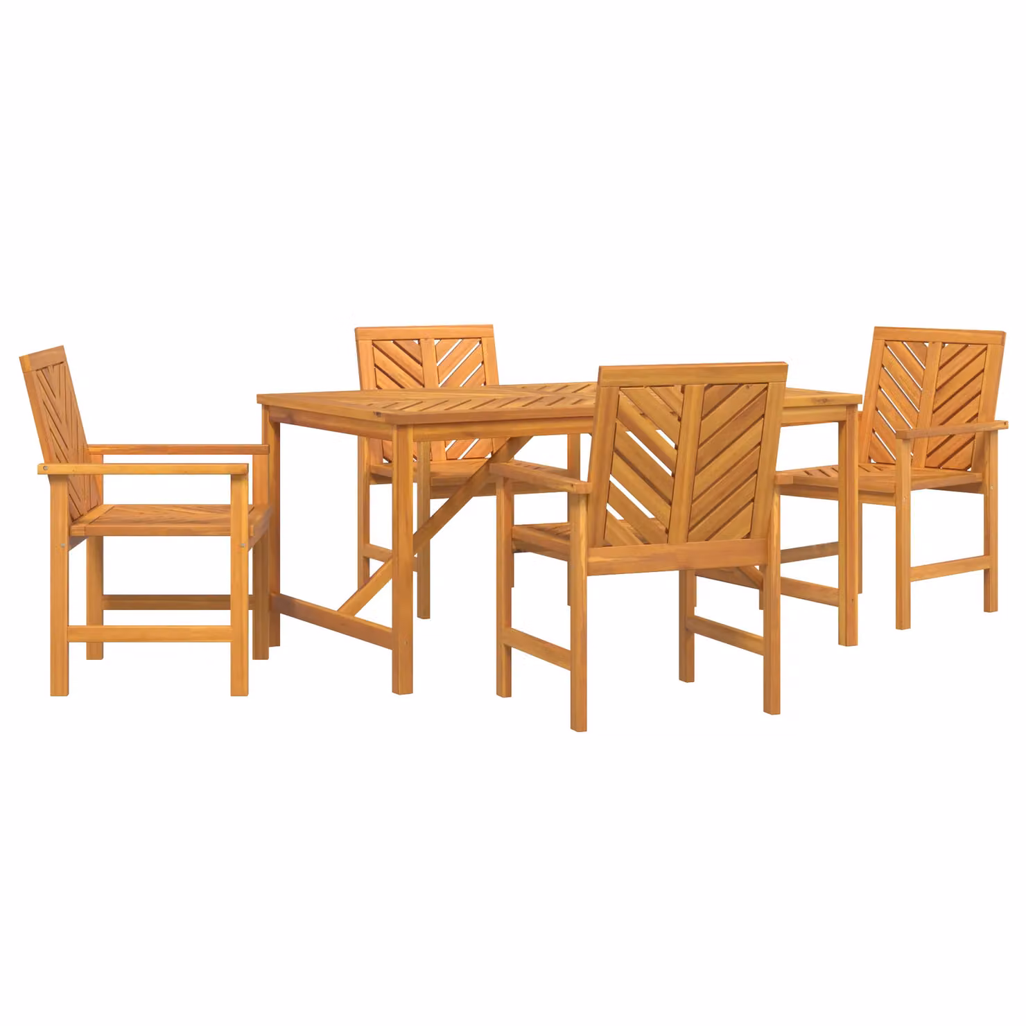 Berkfield Home 4 Piece Modern Geometric Garden Dining Set in Brown Oiled Acacia Wood – 2