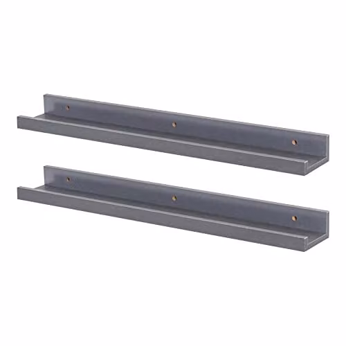 Harbour Housewares Pack of 2 Grey Floating Picture Ledge Wall Shelves, W: 57 cm