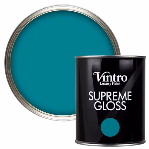 Vintro High Gloss Water Based Paint for Wood and Walls, Teal, 1 Litre