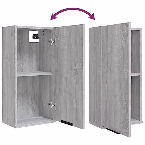 vidaXL Modern Wall-mounted Grey Bathroom Cabinet with Hinged Doors W/D/H: 32 x 20 x 67 cm – 2