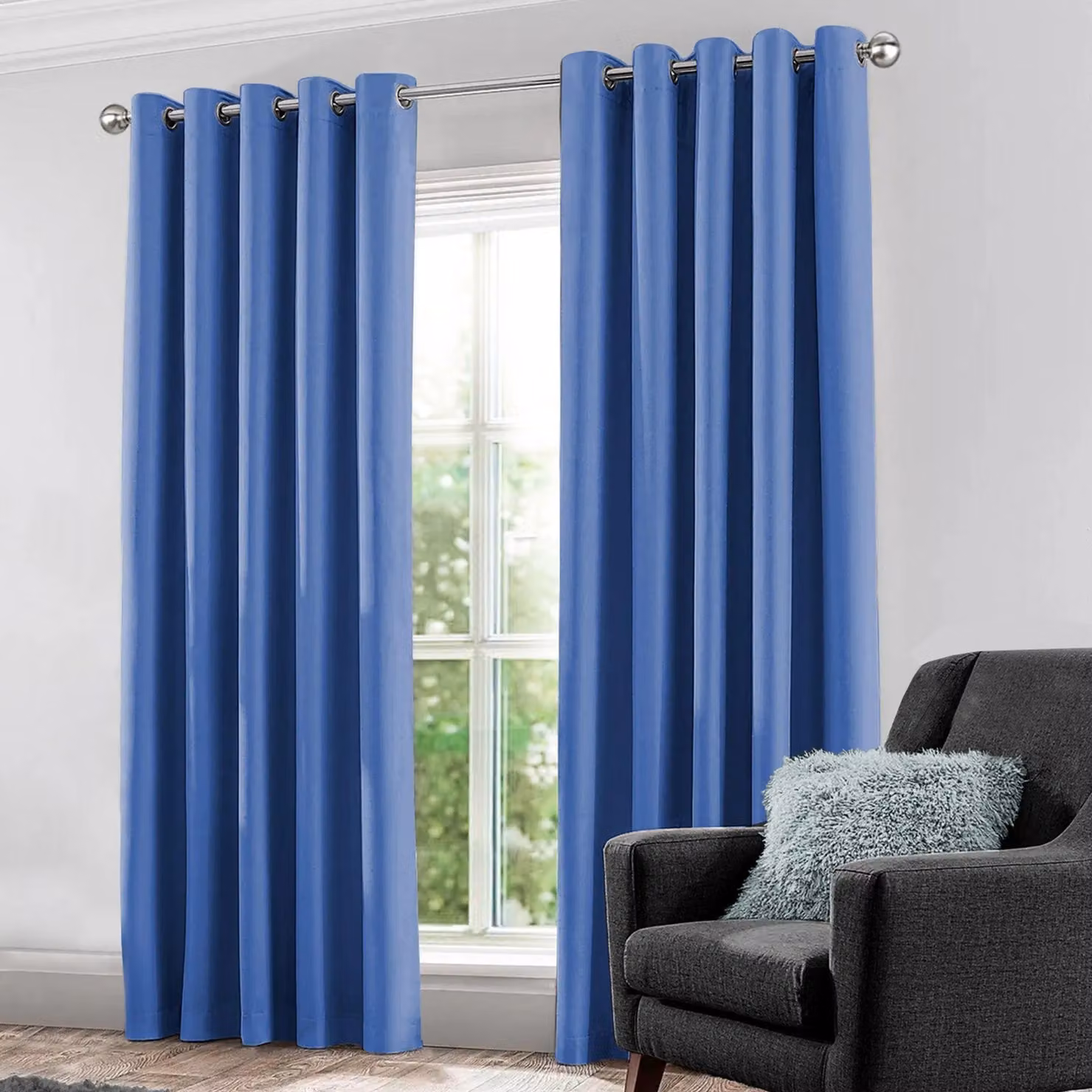 Velosso Kassidy Blue Blackout Eyelet Curtains, Width: 116 cm, Drop: 137 cm – 2