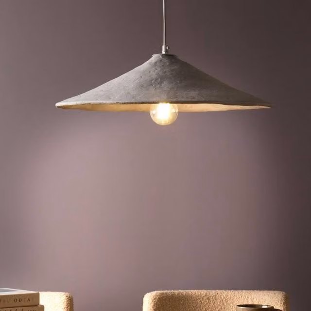 Wyld and Coco White Papier-Mâché Pendant Lamp with Metal Frame – 1