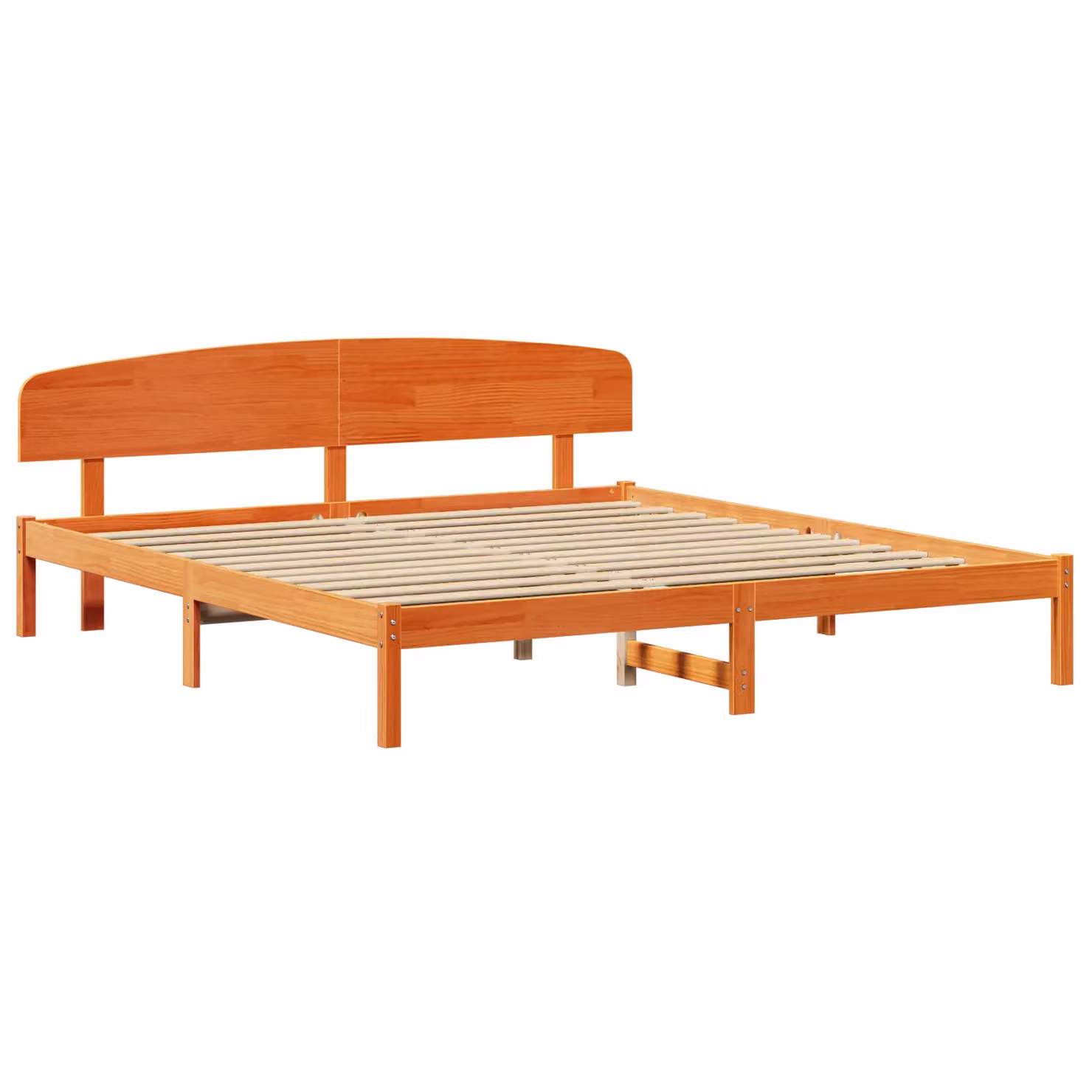 Berkfield Home Solid Wood Pine Bed Frame with Headboard in Wax Brown, W/D/H: 180 x 200 cm – 2