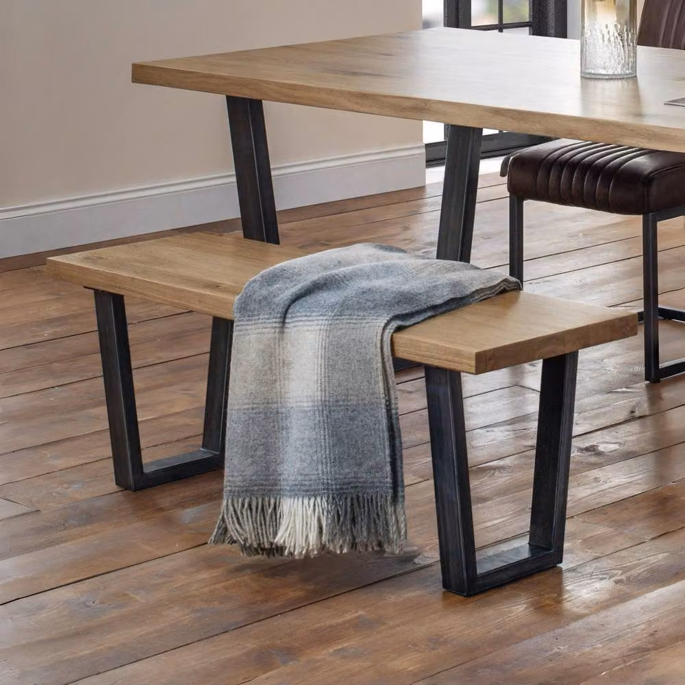 Cheshire Kingsley Wooden Bench in Light Oak with Gunmetal Frame – 2