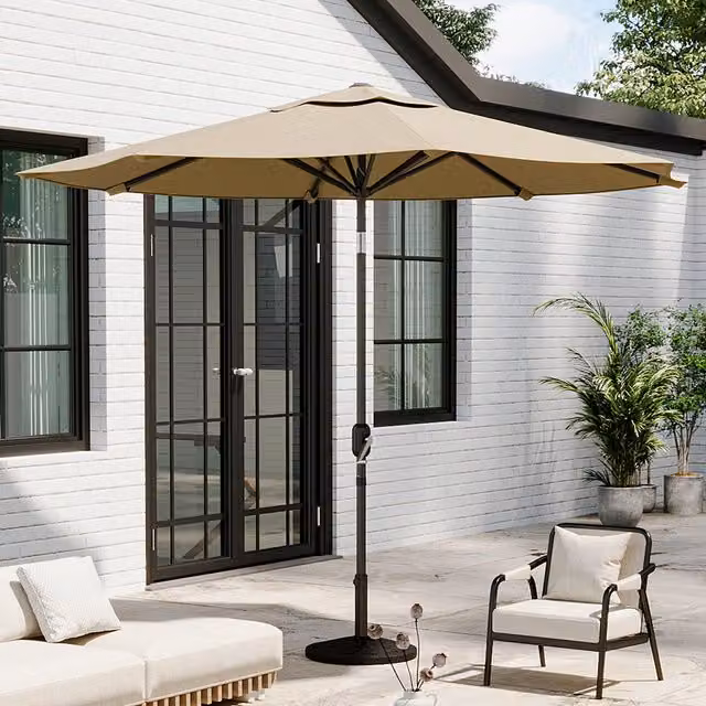 Breeins 3m Traditional Parasol with Composite Resin Base in Khaki