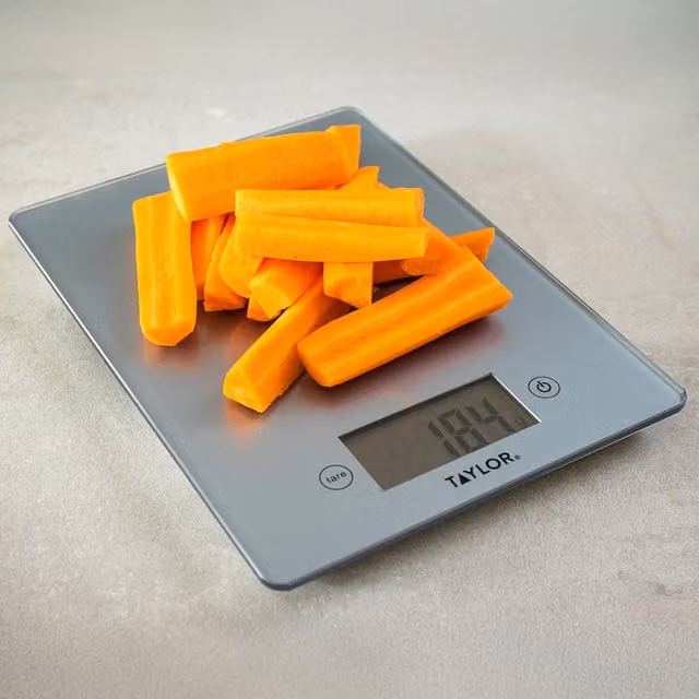 Taylor Pro Glass Digital Kitchen Scales with Tare Function, 5kg Capacity, Grey