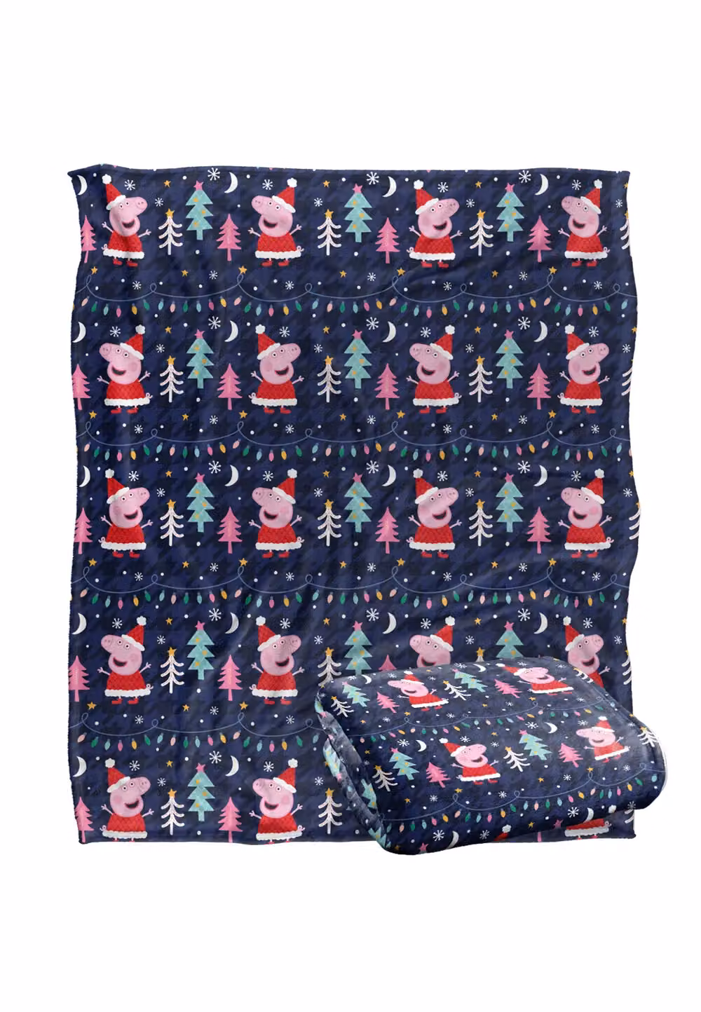 Hasbro Peppa Pig Santa Peppa Pattern Super Soft Microfibre Fleece Blanket, White/Multicolour, W: 152 cm, D: 127 cm – 6