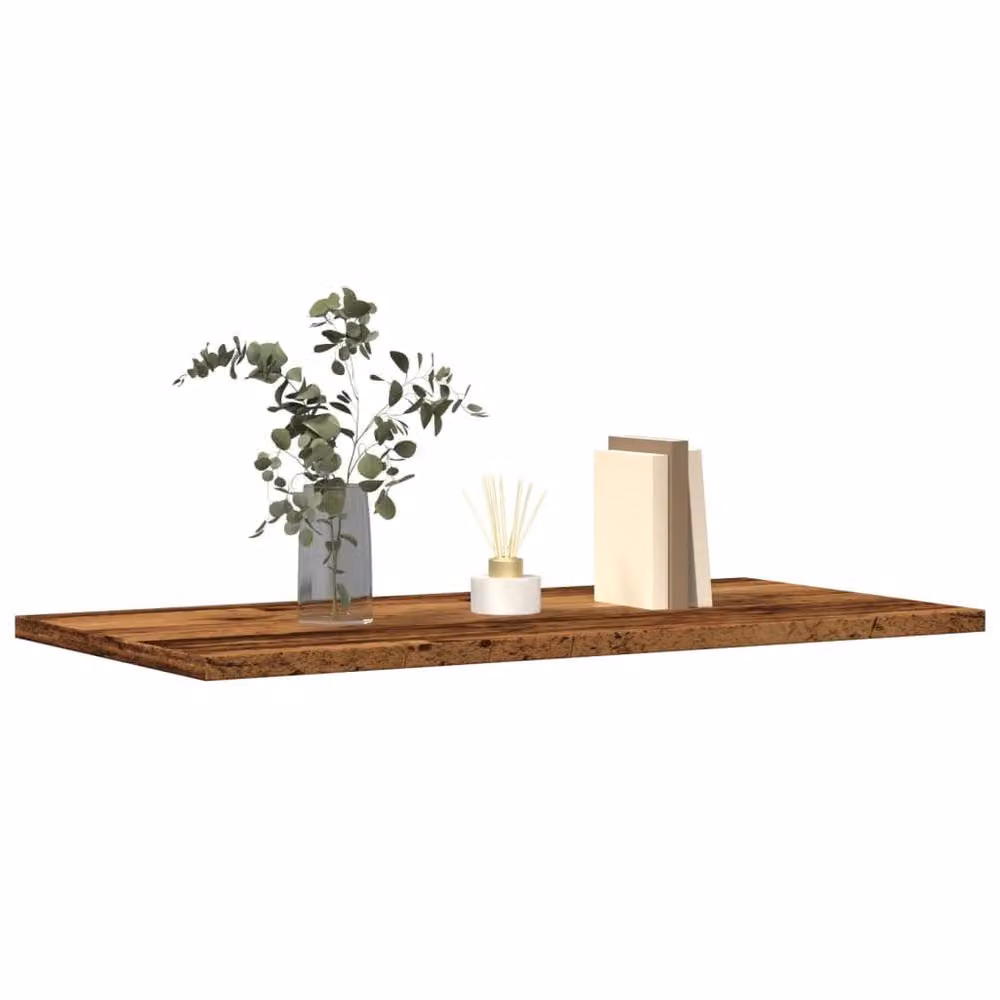 Berkfield Home Set of 4 Wall Mounted Shelves in Brown Old Wood, W: 60 cm, D: 30 cm, H: 1.5 cm – 2