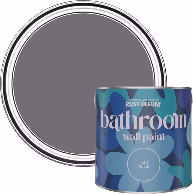 Rust-Oleum Matt Purple Water-Based Bathroom Wall and Ceiling Paint, 2.5 l